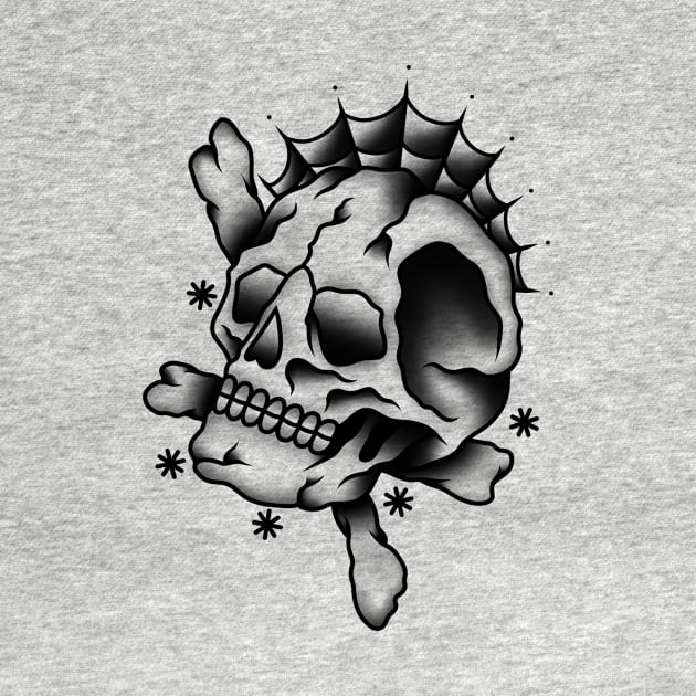 HomeSchoolTattoo Traditional Skull & Spiderweb by HomeSchoolTattoo